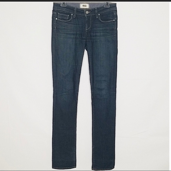 Paige Skyline Straight Dark Wash Denim Jeans Low - Picture 2 of 6